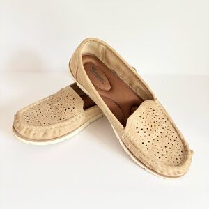 Clarks Women's Beige Perforated Loafers